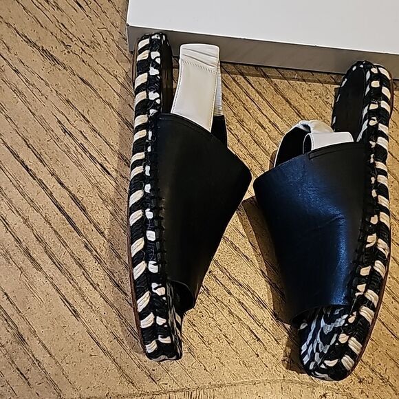 Proenza Schouler leather slingback flat espadilles black and white size 7.5 - Picture 4 of 12